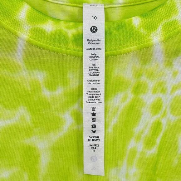 Lululemon All Yours Cropped Tank Top Green Tie Dye Size 10 NWOT - Picture 4 of 5